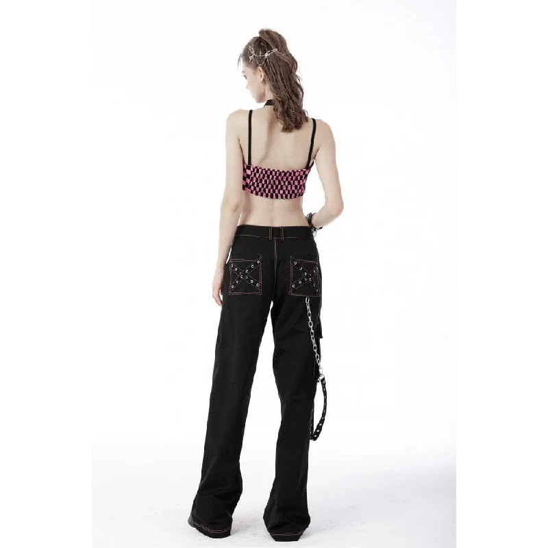 Women's Grunge Dangerous Bear Bell-bottoms with Belt