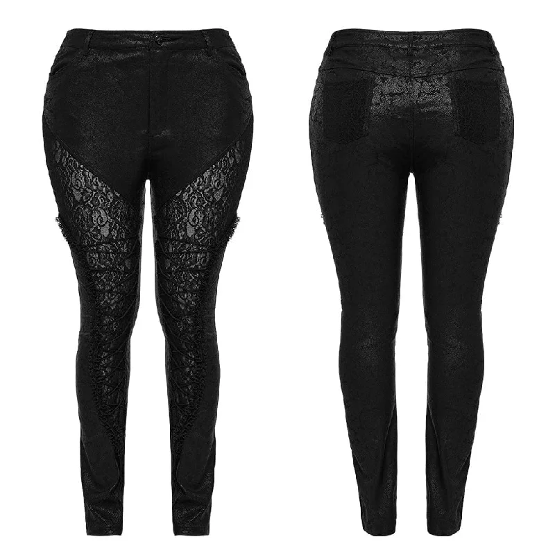 Women's Plus Size Gothic Lace-up Lace Splicing Pants