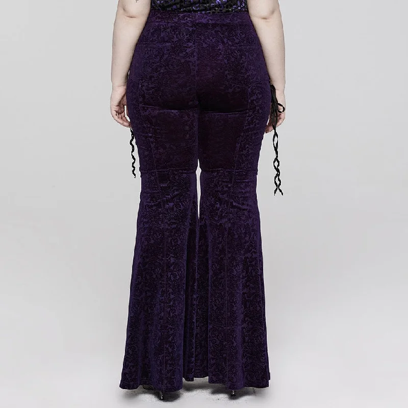 Women's Plus Size Gothic Strappy Jacquard Flared Pants