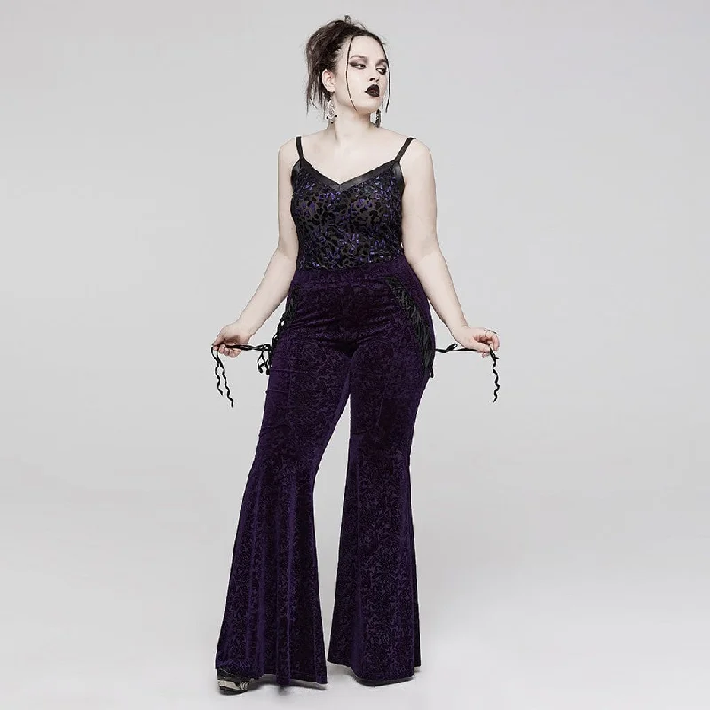 Women's Plus Size Gothic Strappy Jacquard Flared Pants