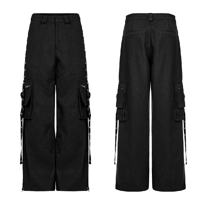 Women's Punk Big-pocket Side Slit Cargo Pants