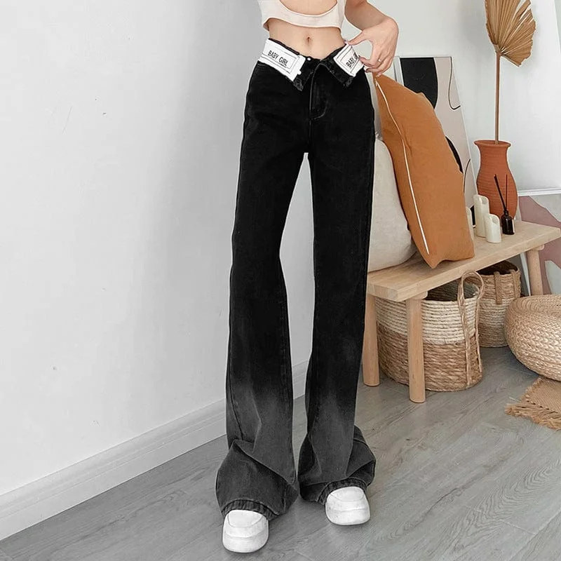 Women's Punk Color Gradient Straight Pants