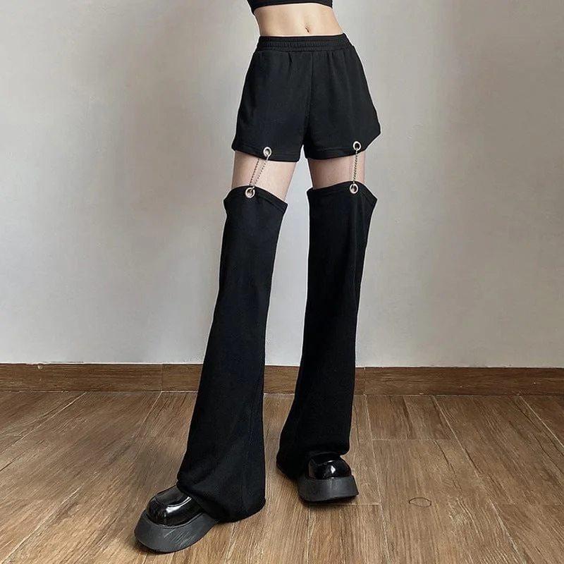 Women's Punk Detachabled Casual Straight Pants