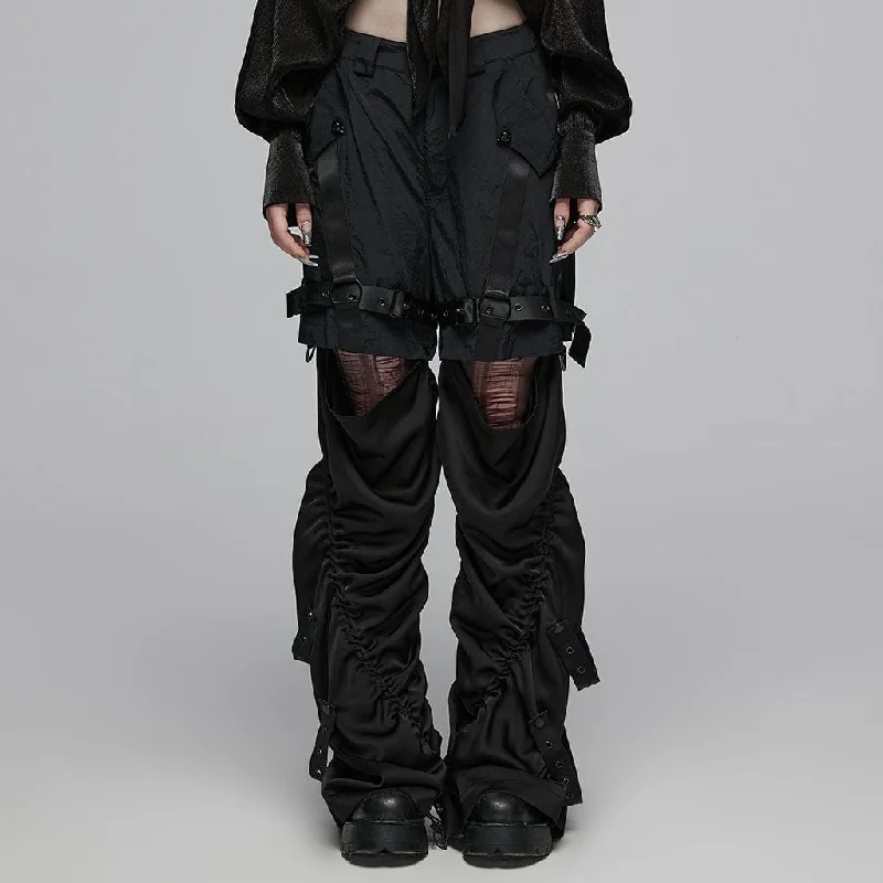 Women's Punk Drawstring Buckle Detachable Pants