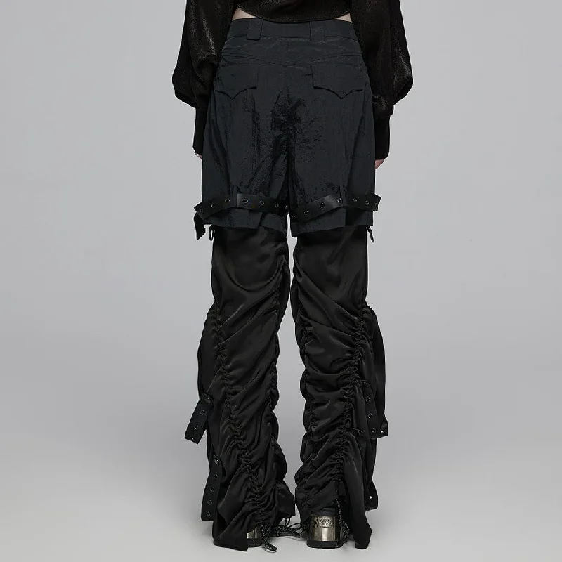 Women's Punk Drawstring Buckle Detachable Pants