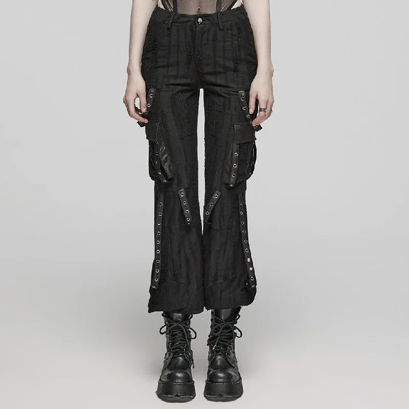 Women's Punk Eyelet Pocket Loose Pants