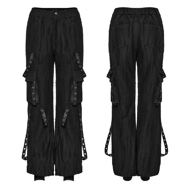 Women's Punk Eyelet Pocket Loose Pants