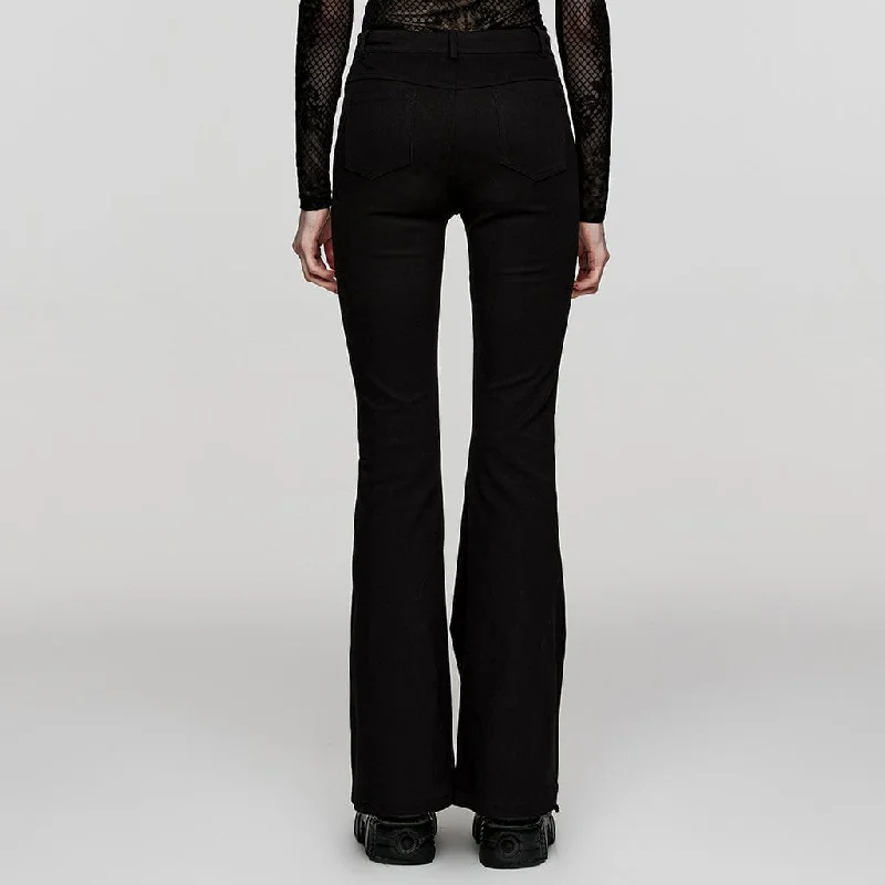 Women's Punk Lace Splice Flared Pants