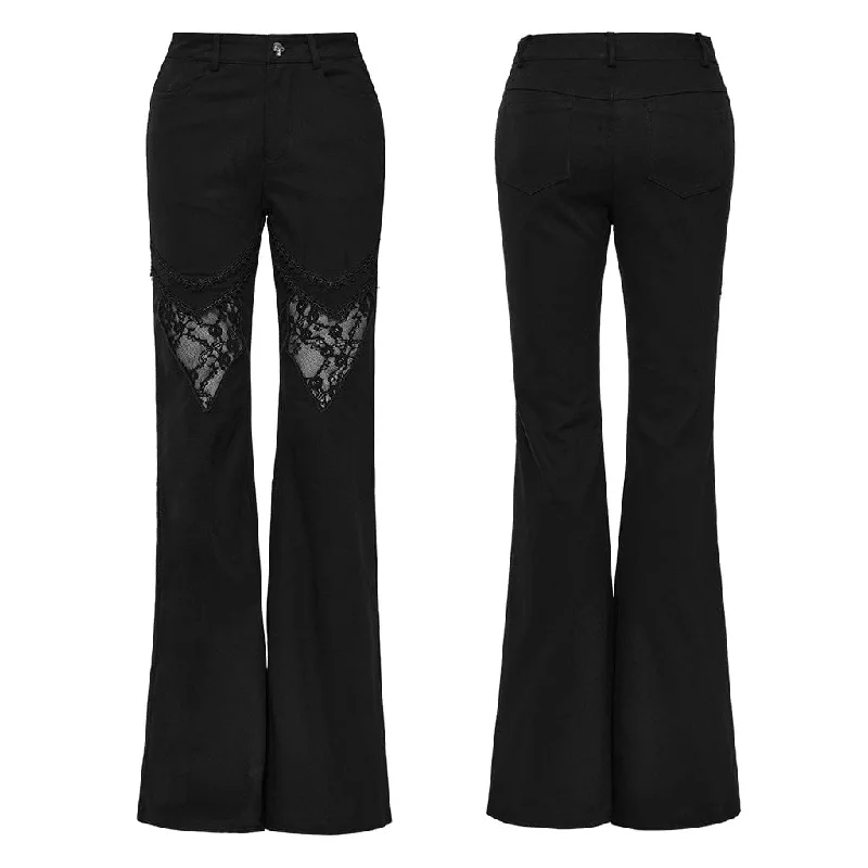 Women's Punk Lace Splice Flared Pants