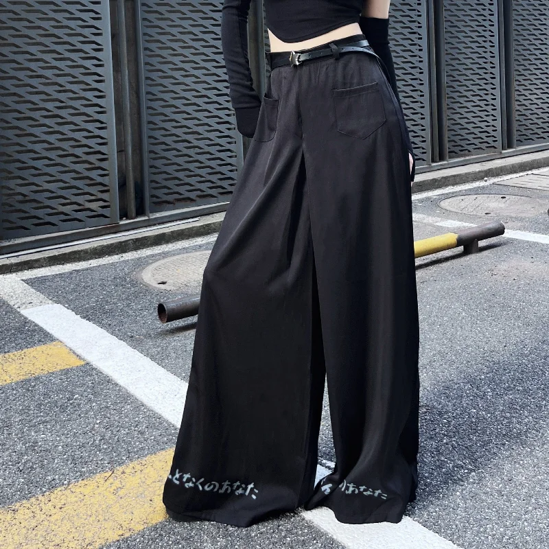 Women's Punk Letter Printed Flared Pants with Belt