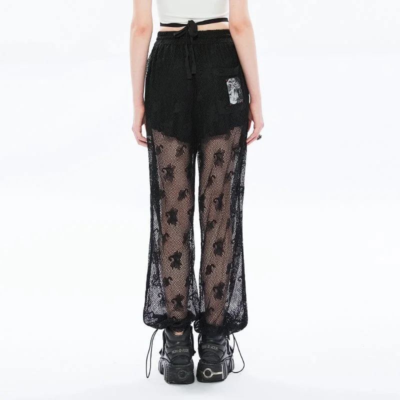 Women's Punk Mesh Sheer Harem Pants