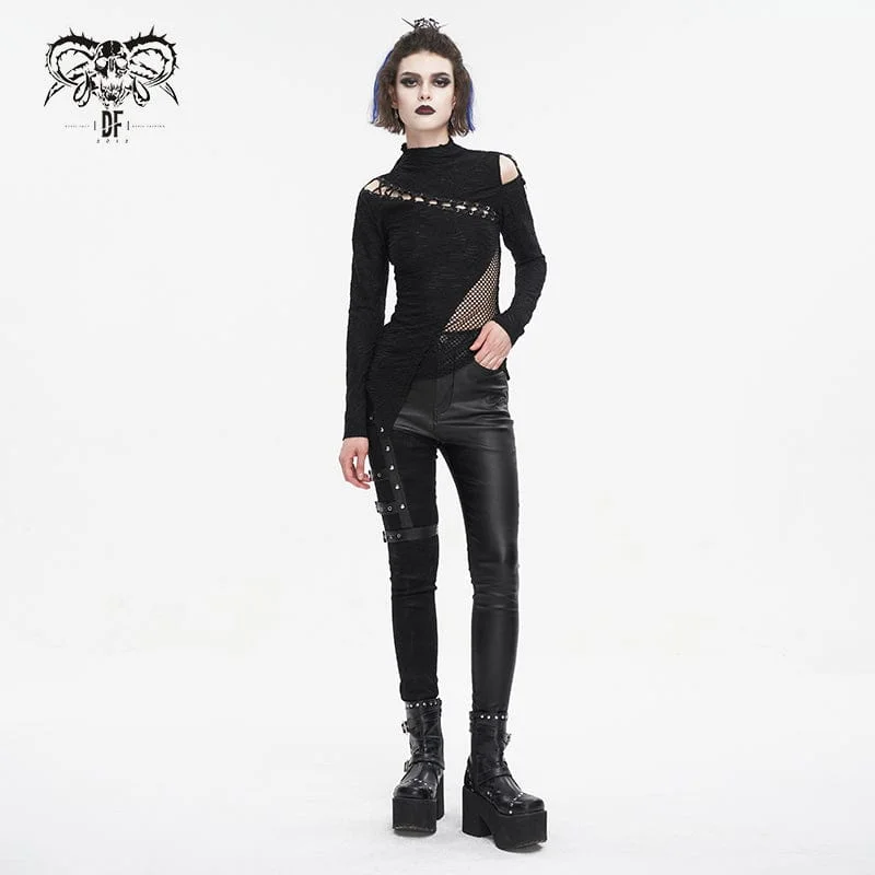 Women's Punk Multi-buckle Splice Pants