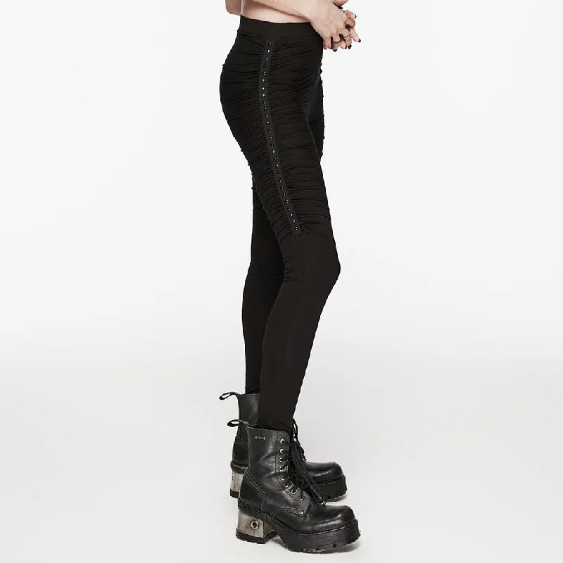 Women's Punk Ruched Beaded Pants