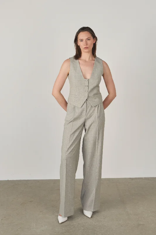 Zelva Sustainable Checked wool wide-leg pants