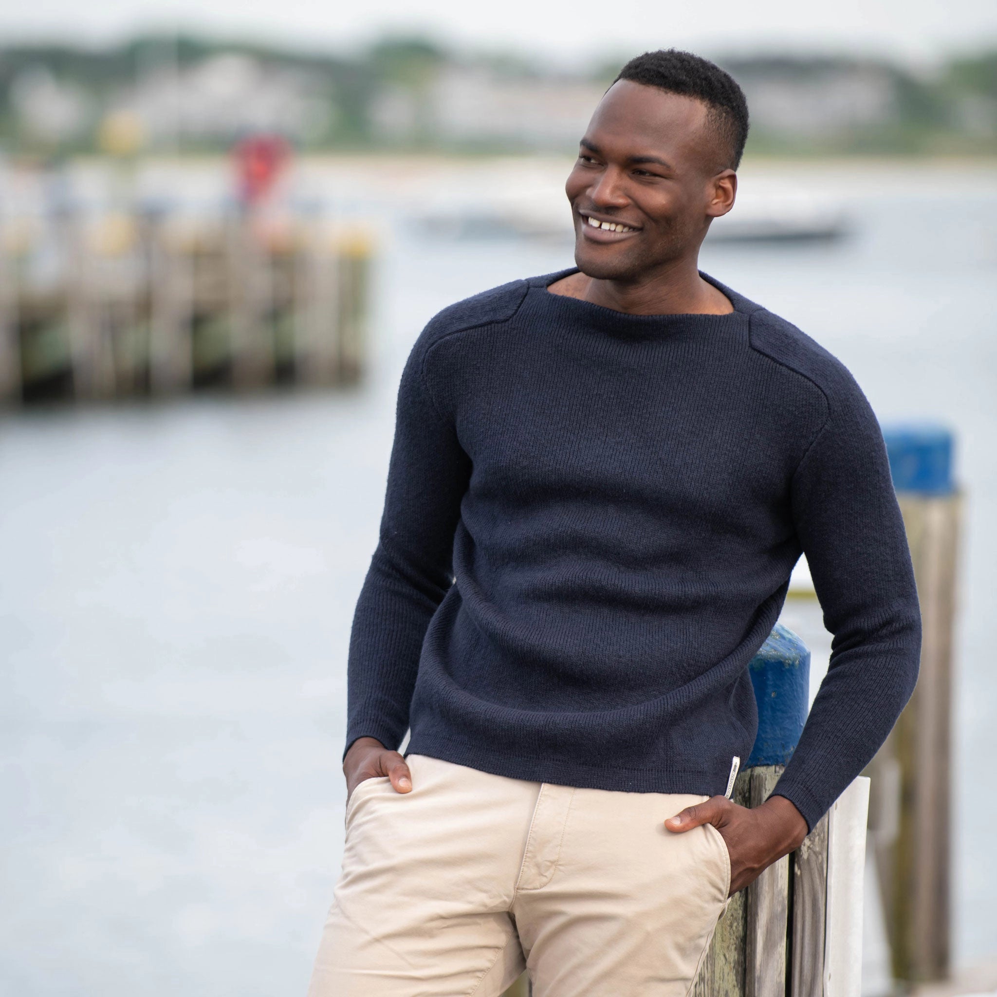 Navy Boatneck Sweater