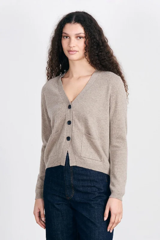 Cashmere Folklore Cardigan in Organic Light Brown