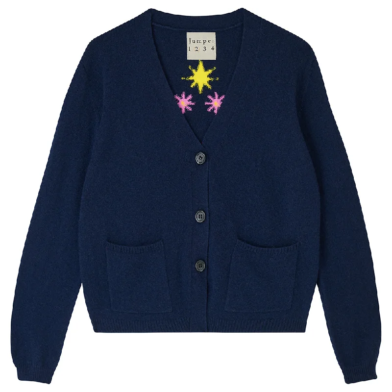 Cashmere Folklore Cardigan in Navy