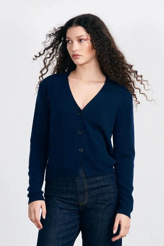 Cashmere Folklore Cardigan in Navy