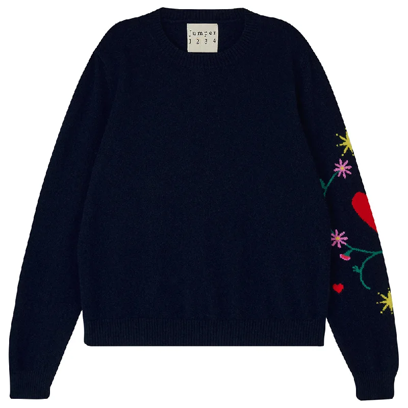 Cashmere Folklore Crew in Navy