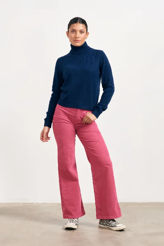 Cashmere Lightweight Roll Collar in Bitter