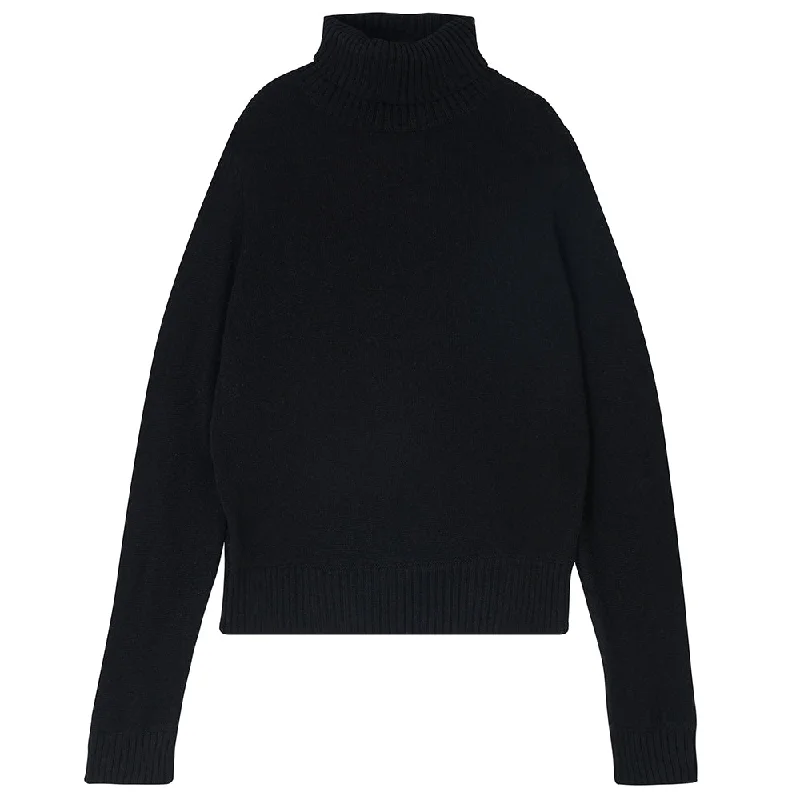 Cashmere Lightweight Roll Collar in Black