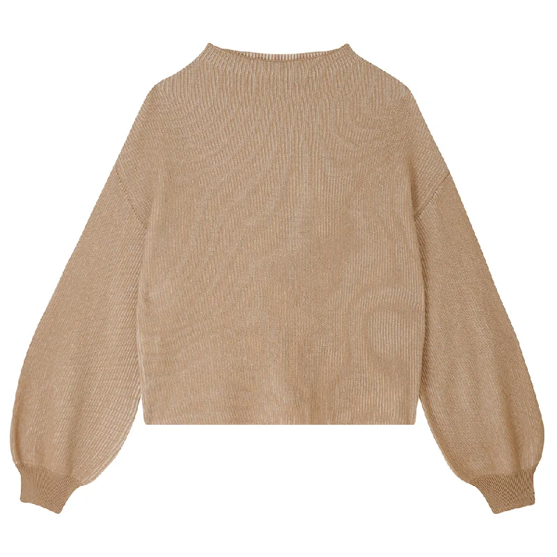 Cashmere Plated Rib Turtle in Camel and Cream