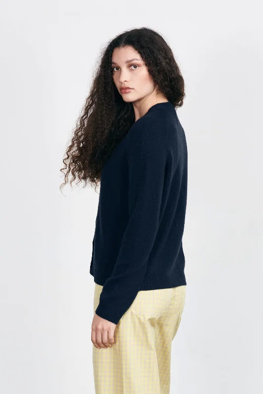 Cashmere Saddle Cardigan in Navy