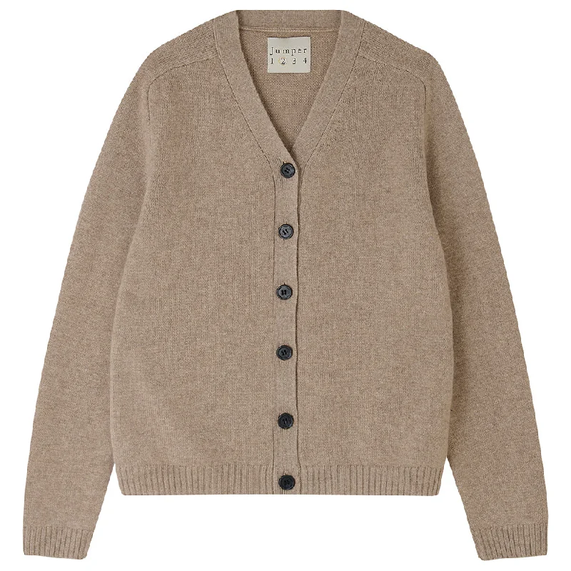 Cashmere Saddle Cardigan in Organic Light Brown