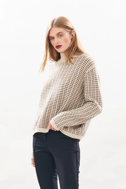 Cashmere Wool Multi Stitch Turtle in Biscuit