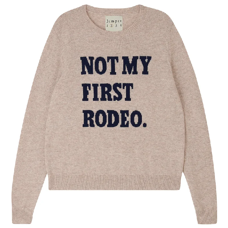 Cashmere Wool Rodeo Crew in Organic Light Brown and Navy