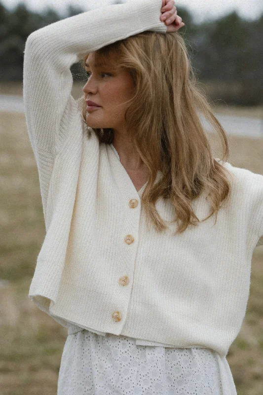 Willa Cropped Cashmere Cardigan - Ivory