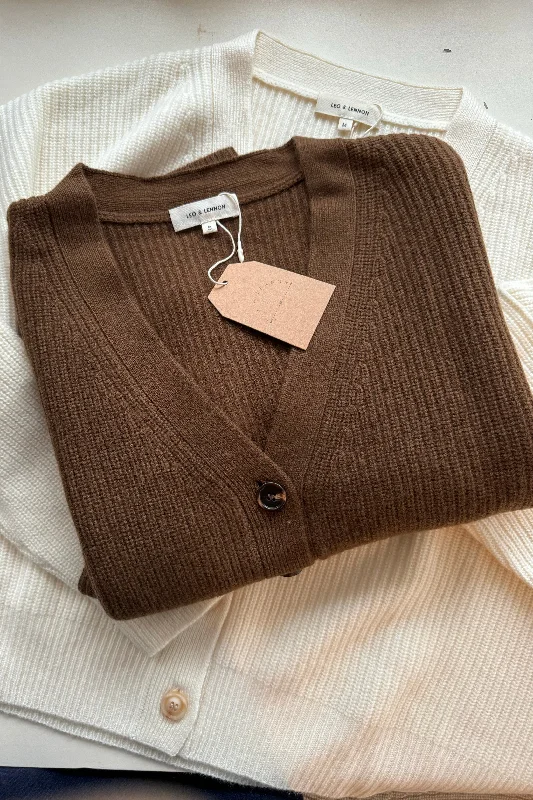 Willa Cropped Cashmere Cardigan - Mocha