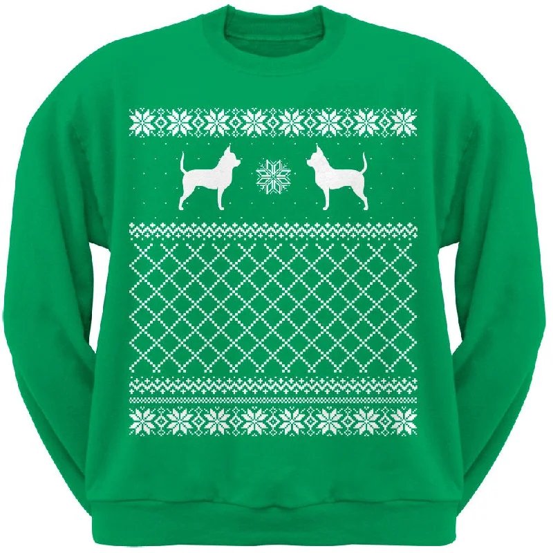 Chihuahua Green Adult Ugly Christmas Sweater Crew Neck Sweatshirt