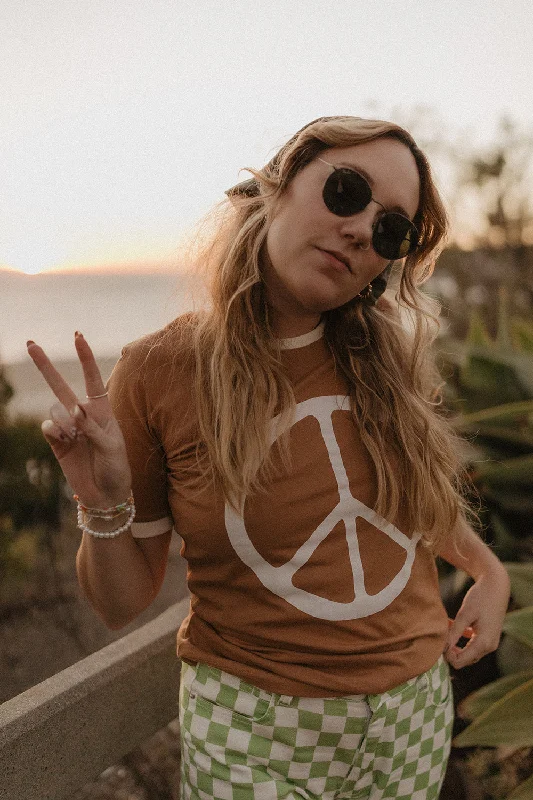 Peace Sign Fitted Ringer for Women