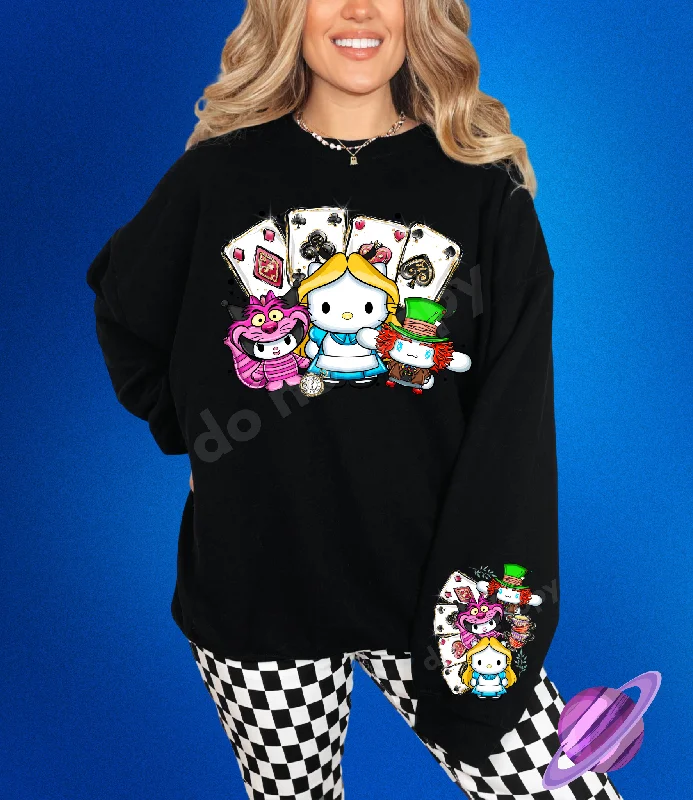 ALICE KITTY- CREWNECK SWEATSHIRT  W/ SLEEVE PRINT