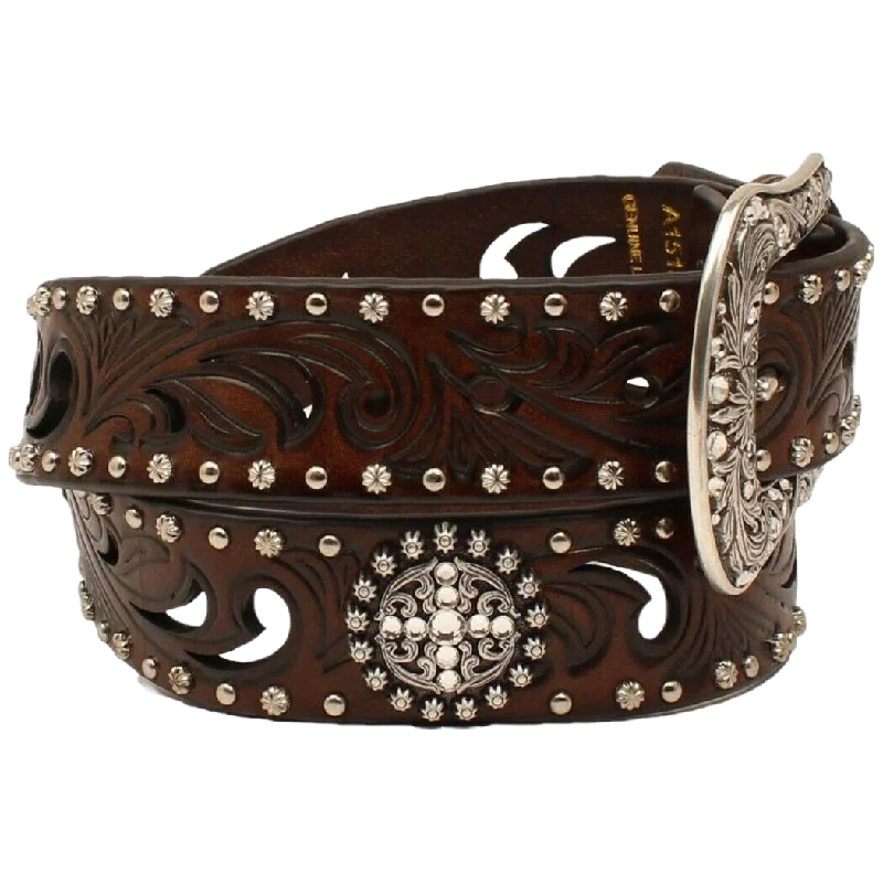 Ariat Ladies Cross Concho Embossed 1 1/2"" Leather Belt A1518602