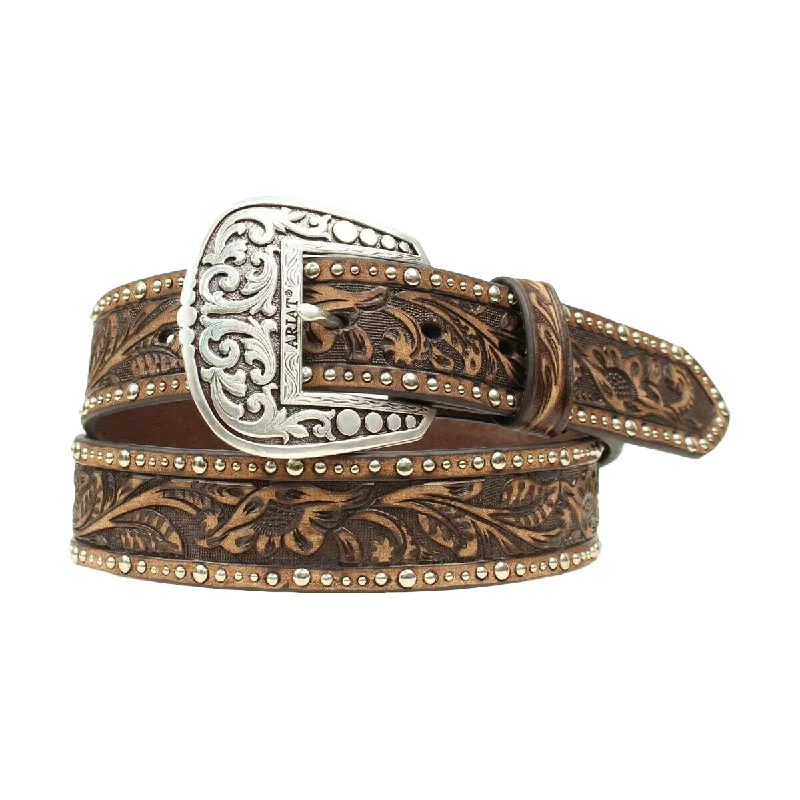 Ariat Ladies Floral Tooled & Studded Leather Belt A1513802