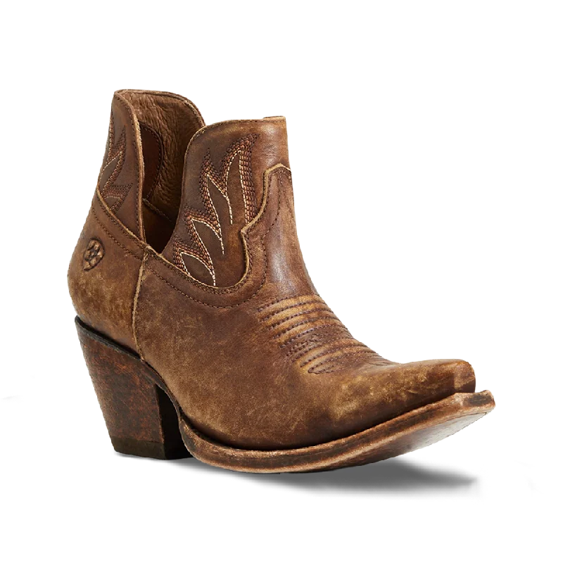 Ariat Ladies Hazel Naturally Distressed Brown Snip Toe Booties 10040395