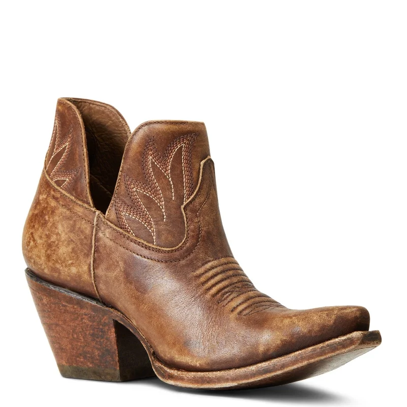 Ariat Ladies Hazel Naturally Distressed Brown Snip Toe Booties 10040395