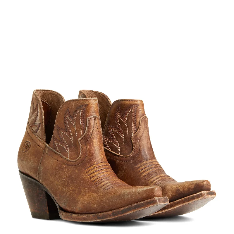 Ariat Ladies Hazel Naturally Distressed Brown Snip Toe Booties 10040395