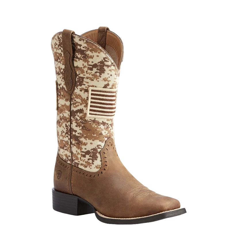 Ariat® Ladies Round Up Patriot Brown Sand Camo Flag Boots 10023368