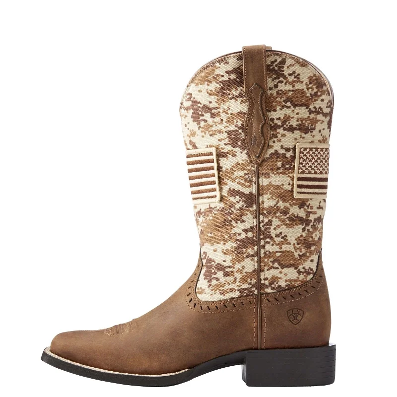 Ariat® Ladies Round Up Patriot Brown Sand Camo Flag Boots 10023368