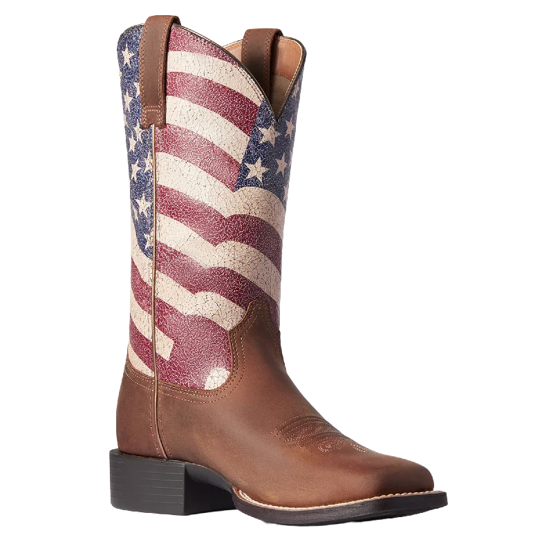 Ariat Ladies Round Up Patriot Stars & Stripes Western Boots 10038397