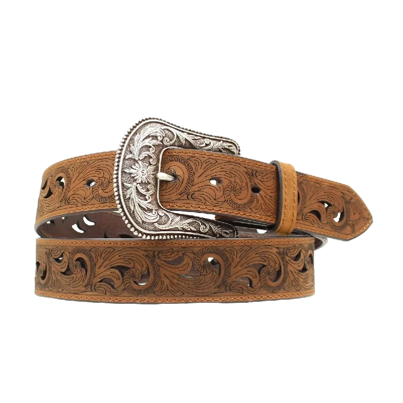 Ariat Ladies Scroll Paisley 1.5"" Brown Leather Belt A1514802