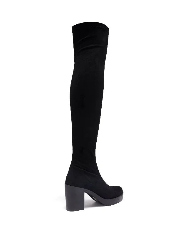 Aron Over The Knee Boot Black Stretch Microfibre