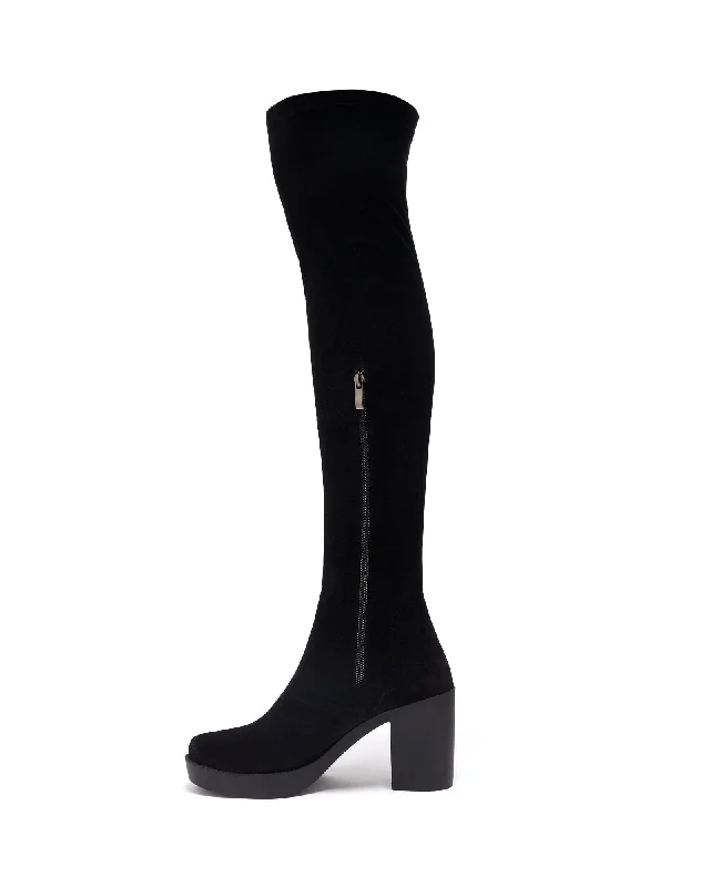 Aron Over The Knee Boot Black Stretch Microfibre