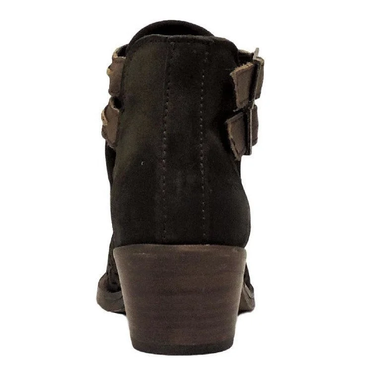 Circle G Ladies Olive Green Laser-Cut Suede Bootie P5125