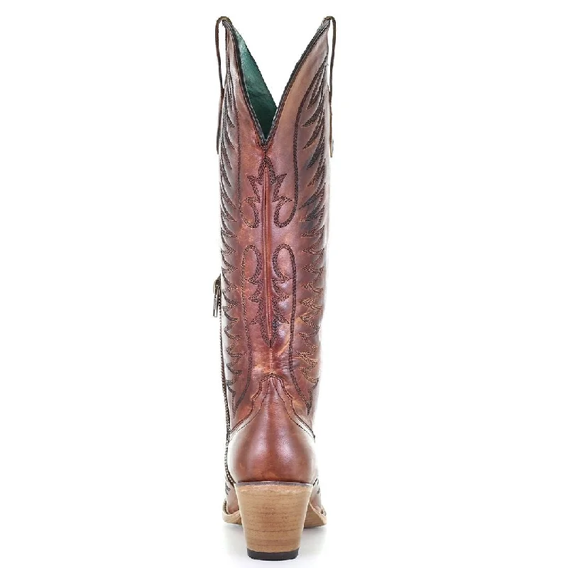 Corral Ladies Cognac Brown Embroidery Tall Leather Boots E1570