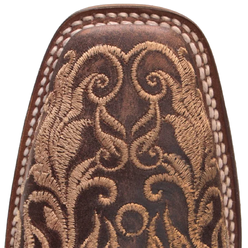 Corral Ladies Honey Brown Embroidered Square Toe Western Boots Z5022