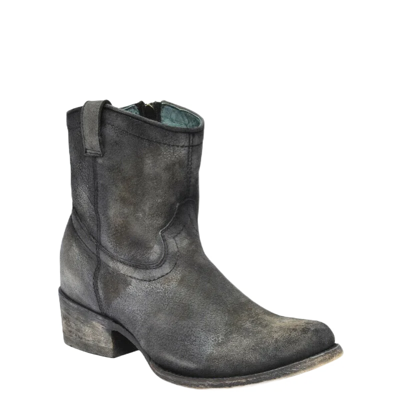 Corral Ladies Grey Lambskin Leather Zip-Up Shortie Booties C3089